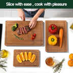 3-Piece Set Bamboo Cutting Board for Kitchen - Crack-Resistant Wood Chopping Boards
