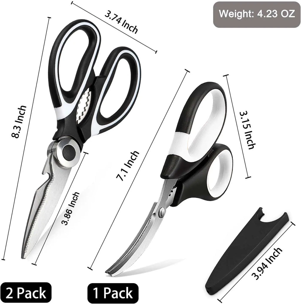 3 Pack - Heavy Duty Stainless Steel Cooking Shears (for Cutting Meat, Food, Fish, Poultry)